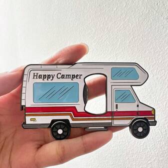 Abridor de botellas con imán de refrigerador con diseño de caravana/coche de camping de dibujos animados "Feliz Campista" - Perfecto para fiestas, regalos de cumpleaños creativos, regalos de aniversario de bodas, recuerdos de viaje