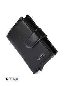 RFID Solid Color Men's Wallet, Vintage Style Clutch Purse, Coin Pouch, Large Capacity Card Holder
