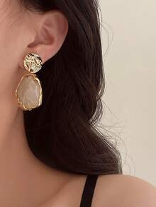 1 Đôi bông tai hình học bằng nhựa cổ điển dành cho nữ, thích hợp cho Giáng sinh, đeo hàng ngày, phụ kiện trang sức to bản tông vàng, trang trí Halloween - Vàng - Xem 4