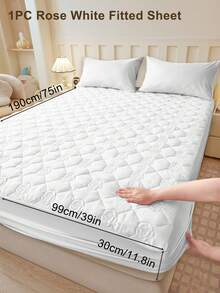 1pc Fitted Sheet, Bedding, Bed Sheet, Waterproof  Fitted Sheet, Skin-Friendly Mattress Cover, Soft And Comfortable Bedding For Bedroom, Room Decor, Halloween Decor, Christmas Decoration, 11.8 Inch Deep Pocket Cooling Breathable Quilted Fitted Sheet For All Seasons, For Single, Twin, Full, Queen And King Size, Solid Color Mattress Protective Cover, Dustproof, Comfortable And Machine Washable - 彩色 - 查看 61