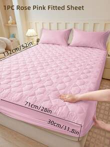 1pc Fitted Sheet, Bedding, Bed Sheet, Waterproof  Fitted Sheet, Skin-Friendly Mattress Cover, Soft And Comfortable Bedding For Bedroom, Room Decor, Halloween Decor, Christmas Decoration, 11.8 Inch Deep Pocket Cooling Breathable Quilted Fitted Sheet For All Seasons, For Single, Twin, Full, Queen And King Size, Solid Color Mattress Protective Cover, Dustproof, Comfortable And Machine Washable - 彩色 - 查看 89