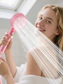 Cabezal de ducha ajustable de 5 posiciones en color rosa, cabezal de ducha de lluvia con calentador de agua para baño, rociador de ducha - Multicolor - Ver 2