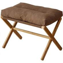 Taburete multifuncional para pies en X, suave y cómodo, elegante taburete pequeño para sala de estar, recámara, oficina (gris) - Café - Ver 6
