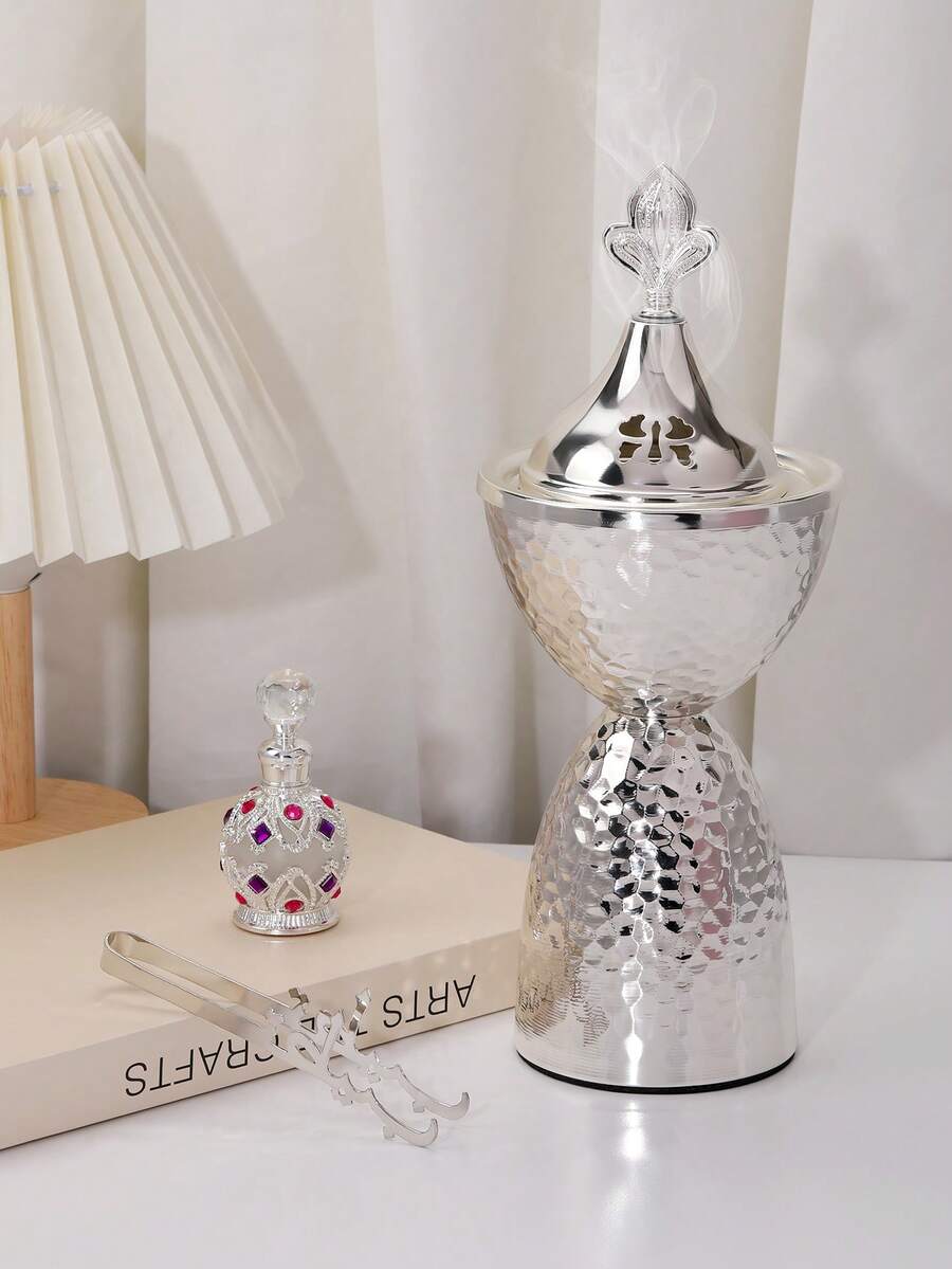 1 Set Of Nordic Silver Metal Incense Burner And Aroma Diffuser. It Is Perfect As An Incense Holder, Home Fragrance Or Home Decoration, Suitable For Home Decoration, Bedroom, Living Room (As A Centerpiece), Office, Yoga Studio And Party To Create An Elegant Atmosphere. - Multicolor - View 1
