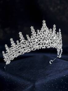 1pcs Luxurious Semicircular Crown Jewelry Wedding Beautiful Bride Party Ladies Crown Royal Tiaras Mother's Day Gift Local Delivery - Bạc - Xem 2