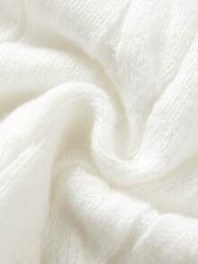 FOR BEAUTY Women's Solid Color Minimalist Round Neck Twist Knit Long Sleeve Sweater, Fashionable Drop Shoulder Pullover Knitwear, Autumn/Spring New Arrival - Beige - View 11