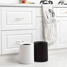 Double Layer Extra Large Round Trash Can, Nordic Style Minimalist Design For Living Room, Bedroom, Kitchen, Bathroom, Office, Creative Round Waste Paper Basket, High Capacity, High-End, Stylish Garbage Bin, Desk Trash Can, Suitable For Living Room, Bedroom, Kitchen, Bathroom, Office (Matching Desktop Trash Can Also Available, Suitable For Vanity, Office Desk, Dining Table, Coffee Table, Etc.) - White - View 5