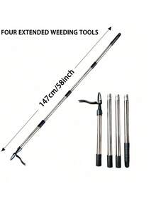 1 件重型不锈钢金属除草器，带 4 爪头 - 符合人体工程学的全钢手柄，无需弯曲、拉动或跪下即可轻松去除杂草 - 适用于后院、草坪和花坛的园艺工具，立式除草工具手动拔根器可拆卸花园拔根器去除器手动无需弯曲根拔爪 - 彩色 - 查看 3