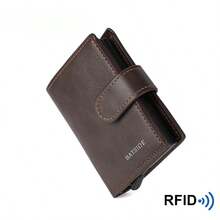 RFID Solid Color Men's Wallet, Vintage Style Clutch Purse, Coin Pouch, Large Capacity Card Holder