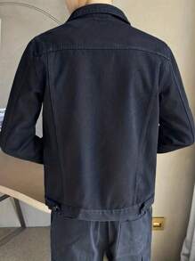 Thick Denim Regular Jacket Coat For Men, Black Casual Streetwear, Fashion , Autumn/Spring