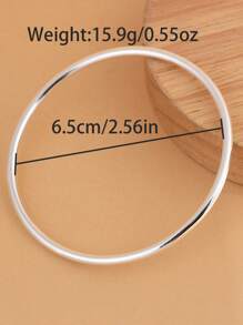 Elegant 925 Sterling Silver Plated 3mm Solid Color Smooth Bangle Fashion Simple Design Bracelet Women's Bangle Girls Daily Holiday Gift