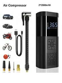 Jump Starter With Air Compressor, 5000A 150PSI Car Battery Jump Starter , 12V Jump Box Car Battery Jumper Starter Portable With Jumper Cables, LCD Display, LED Lighting