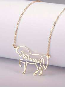 Collana personalizzata con nome animale di piccolo cavallo, collana commemorativa animale, accessori per cavalli, regalo per amanti dei cavalli e appassionati di equitazione, moda back to school - Multicolore - Visualizzare 3