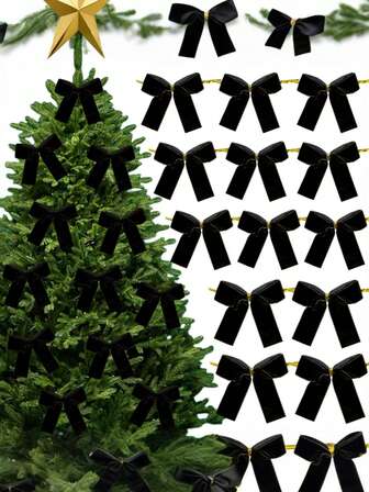 (12PCS) Creative Christmas Velvet Bow Decoration,Rustic Wreath Gift Bows,Vintage Multi-Purpose Xmas Velvet Ribbon Holiday Ornaments Or Christmas Tree Garland DIY Craft Wrapping Decor,Christmas Tree Vase Invitation Card Gift Strap Bows Home Decor Christmas Decorations Room Decor Winter Christmas Decorations Home Christmas Gifts Christmas Decor