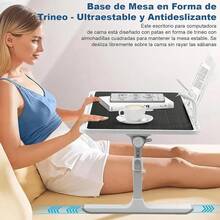 Mesa Plegable Laptop,Mesa de Trabajo para Cama con Radiador Enfriadora para Laptop,Plegable Escritorio para Cama,Computadora con Piel de PVC Antideslizante,Soporte Ajustable (Black) - Negro - Ver 9