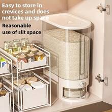 RAINWHISPER Elegant Rice Dispenser With Measuring Cup, Upgraded Built-In Insect Repellent Box, Covered Sparrow Dispenser Storage Multi-Functional Plastic Rice Container, Suitable For Home Kitchen Meal Storage Box, Reusable, Lockable, Rectangular Shape - White 10 Catties - View 6