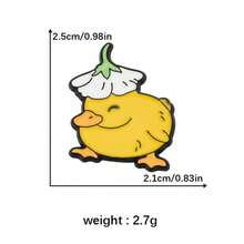 Trâm cài áo hình vịt hoạt hình, Huy hiệu kim loại hình vịt trượt ván độc đáo, Phụ kiện trang trí cho túi xách, Học sinh Unisex - Màu vàng - Xem 5
