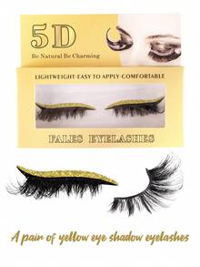 MEM 1 Set Glitter Self-Adhesive Eyeliner & False Lashes - Waterproof, No Glue Needed, Suitable For Party & Stage Makeup, Travel, Daily Wear (For Beginners), Wedding, Date, Party, Festival, Great As Christmas/Halloween/Gift Lashes Set - Black - View 10
