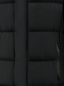 Áo khoác nam có đệm, áo khoác dài có mũ lót giữ nhiệt dùng hàng ngày và hoạt động ngoài trời, mùa thu/đông - màu đen - Xem 5