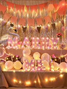 1pc Shiny Pink LED Letter Light, English Alphabet & Number Night Light, Battery Powered, Warm Glow, For Home Decor, Wall Decor, Kitchen Decor, Game Room Decor, Party Decor, Birthday Party, Outdoor Decor, Wedding Decor, Bedroom, Study, Graduation Party, Camping Decor