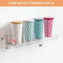 Upsimples Acrylic Shelves For Bathroom Storage, 15" Floating Shelves Wall Organizer For Perfume, Make Up, Skincare, Kids Bookshelf For Bedroom, Nursery, Living Room Decor, Clear, 2 Pack