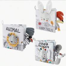 耐用的青少年布书，带 3D 尾巴 - 互动、耐咬、发声，适合早期学习和认知发展 - 完美的青少年礼物，灰色/白色 - 彩色 - 查看 7