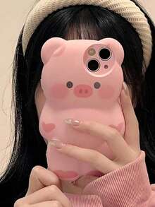1个3D卡通可爱小熊和小猪图案保护壳，兼容 15 Pro Max、16 Pro、14、13、11、12，防震且高品质，是送给亲戚、朋友、家人、情人节的绝佳礼物。 - 粉色 - 查看 2