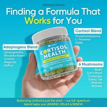 Cortisol Gummies Women & Men, Sugar Lower Cortisol Supplements/ Magnesium, Ashwagandha, Mushroom, L-Theanine, Rhodiola, Vitamin B6 B12 Cortisol, Relax, Sleep Support Vegan 2 Pack