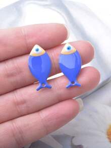 6 قطع سحر أسماك صغيرة ملونة من النحاس مطلي بالمينا على الوجهين للأقراط والقلائد وصناعة المجوهرات والديكور