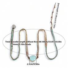 1pc Bohemian Style 5-Strand Natural Stone & Glass Handmade Braided Wrap Bracelet, Asymmetrical Agate Sunflower Connector Bracelet, Women Holiday Gift - BR1076 - View 10