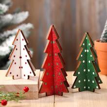 3 pièces Arbres de Noël de style campagnard - Ensemble de 3 pièces avec motifs à pois, décorations de table en bois, convient pour les centres de table de Noël et de Thanksgiving et la décoration de plateaux à étages.
