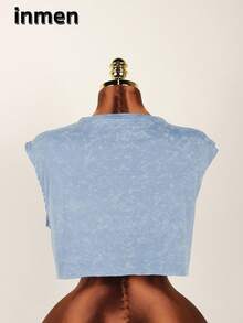 Vêtements d'été pour femmes Inmen, hauts sans manches bleus, tenues de concert, imprimé graphique, hauts Y2K pour sortir