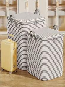 Large Foldable Clothes & Bedding Storage Box - Top-Open Design, Durable Organizer Box, Space-Saving Collapsible Storage Container, Suitable For Closet, Under Bed, Travel - For Storing Clothes, Bedding, Seasonal Decor - With Carry Handle, Suitable For Home Moving, Hotel Use, Neutral Color, Sturdy Side Panels, Suitcase-Style
