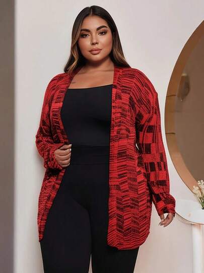 Casaco Kimono Tricô Mesclado Feminino Plus Size Manga Longa 44-52  Lupinacci Tricot
