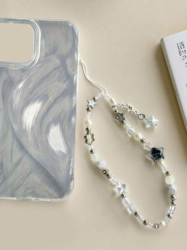 1 Stück modischer perlenbesetzter Handyschnur mit Sternendekoration, personalisiertes Accessoire für Handy, Kamera, Kopfhörer, Geschenk