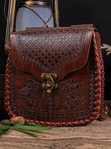 1pc Medieval Vintage Coin Purse/Viking Style Waist Bag, High-Quality Belt Pouch Decorated With Intricate Floral Patterns, Braided Rope Details And Secure Metal Buckle - Suitable For Everyday Use And Festive Occasions Like Halloween. - Multicolor - View 13