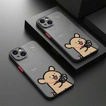 Una funda de teléfono mate con un diseño de caricatura de perro lindo, adecuada para 16, 15 Pro, 14 Plus, 13, 12, 11, 11 Pro, 12 Pro, 13 Pro, 14 Pro, 15 Pro y 16 Pro.Esta funda protectora de silicona de alta calidad ofrece - Colores mixtos - Ver 4