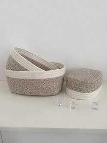 3件套儿童收纳篮、绳编搁架、育儿礼品篮、编织玩具篮、桌面收纳篮、床头收纳篮、婴幼儿用品收纳篮、可折叠篮子（小、中、大号） - 彩色 - 查看 4