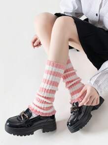 1 双 Y2K 风格女士臂套，朋克哥特式条纹无指针织臂套，适用于万圣节防寒手套 Y2k 情人节