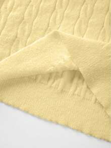 FOR BEAUTY 纯黄色极简扭结圆领长袖毛衣，女士时尚落肩套头衫，全新秋冬系列 - 鵝黃 - 查看 10