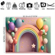 Phông nền chụp ảnh Cầu Vồng Bóng bay Tiệc sinh nhật Trang trí bánh Nền Banner Nền đập bánh Banner tắm Đạo cụ chụp ảnh Đạo cụ chụp ảnh trong buồng chụp ảnh Vinyl - Nhiều màu - Xem 7
