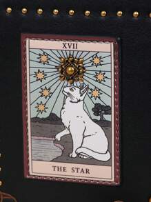 2025 High-End Fashion Summer New Women Handbag, Niche Design Tarot Card Diamond Tote Bag, Large Capacity Y2K Cute Cat Bag, Unique Handmade Embroidery Beaded Briefcase, Retro One Shoulder Tote Bag - Multicolor - View 12