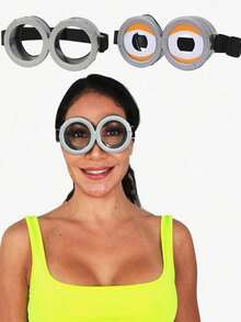 1/4 件趣味黄色帽子和眼镜服装套装，配有手套和吊带 - 非常适合万圣节、圣诞节、角色扮演派对和主题活动