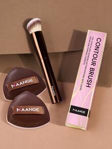 MAANGE 1/3pcs Professional Concealer Brush Set, 2pcs Triangular Cotton Candy Air Cushion Powder Puff,Makeup Tools,With Soft Fiber For Easy Carrying, Makeup Brush Set For Travel,Foundation Brush,Concealer Brush,Blush Brush,Contour Brush,Blush Brush,Bronzer Brush,Powder Brush,Foundation Brush,Blush Brush,Giveaways - Coffee Brown - View 4