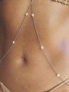 1pc Gold Sexy Bikini Body Chain, Faux Pearl Delicate Waist Chain, Club Party Jewelry For Women - Gold - View 9