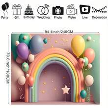 Phông nền chụp ảnh Cầu Vồng Bóng bay Tiệc sinh nhật Trang trí bánh Nền Banner Nền đập bánh Banner tắm Đạo cụ chụp ảnh Đạo cụ chụp ảnh trong buồng chụp ảnh Vinyl - Nhiều màu - Xem 8