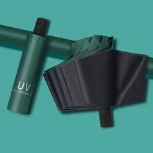 Paraguas plegable manual para protección solar, compacto y ligero, fácil de transportar, resistente al agua, ideal para días soleados y lluviosos, colores variados - Verde Oscuro - Ver 2