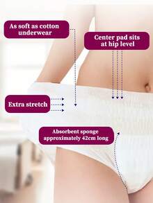 5/10/30 piezas, Bragas menstruales, Toallas sanitarias, Toallas sanitarias tipo pantalón para la noche, Anti-fugas laterales, Transpirables, Muy absorbentes, Suaves y transpirables, Bragas de menstrual, Buen sueño toda la noche, Ropa interior menstrual a prueba de fugas, Ropa interior absorbente