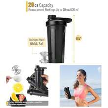 Shaker Bottles Protein Mixes - 28 Oz Blue Protein Shaker With Wire Whisk Ball - 黑色 - 查看 2
