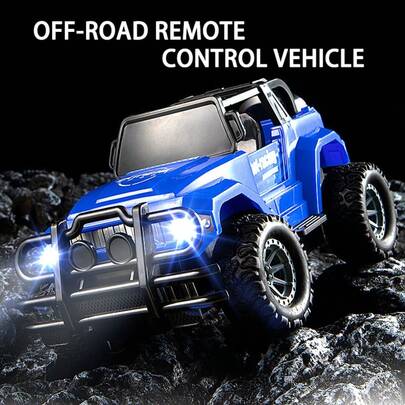 1/16 Scale Remote Control Off-Road Vehicle, Rechargeable Racing Car With LED Lights, 4-Way Toy Monster Truck